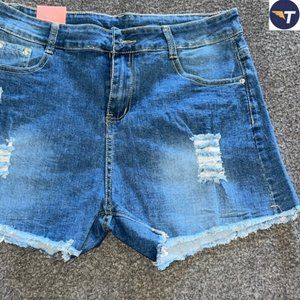 Stretchable Demin Ripped Jean Shorts Size (18)